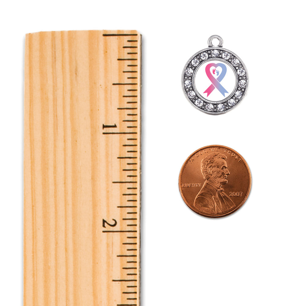 Silver Pro-Life Ribbon Circle Memory Charm