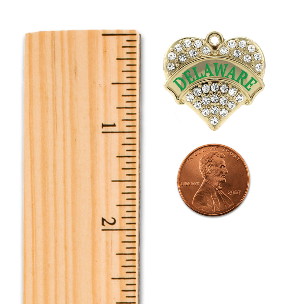 Gold Delaware Pave Heart Memory Charm