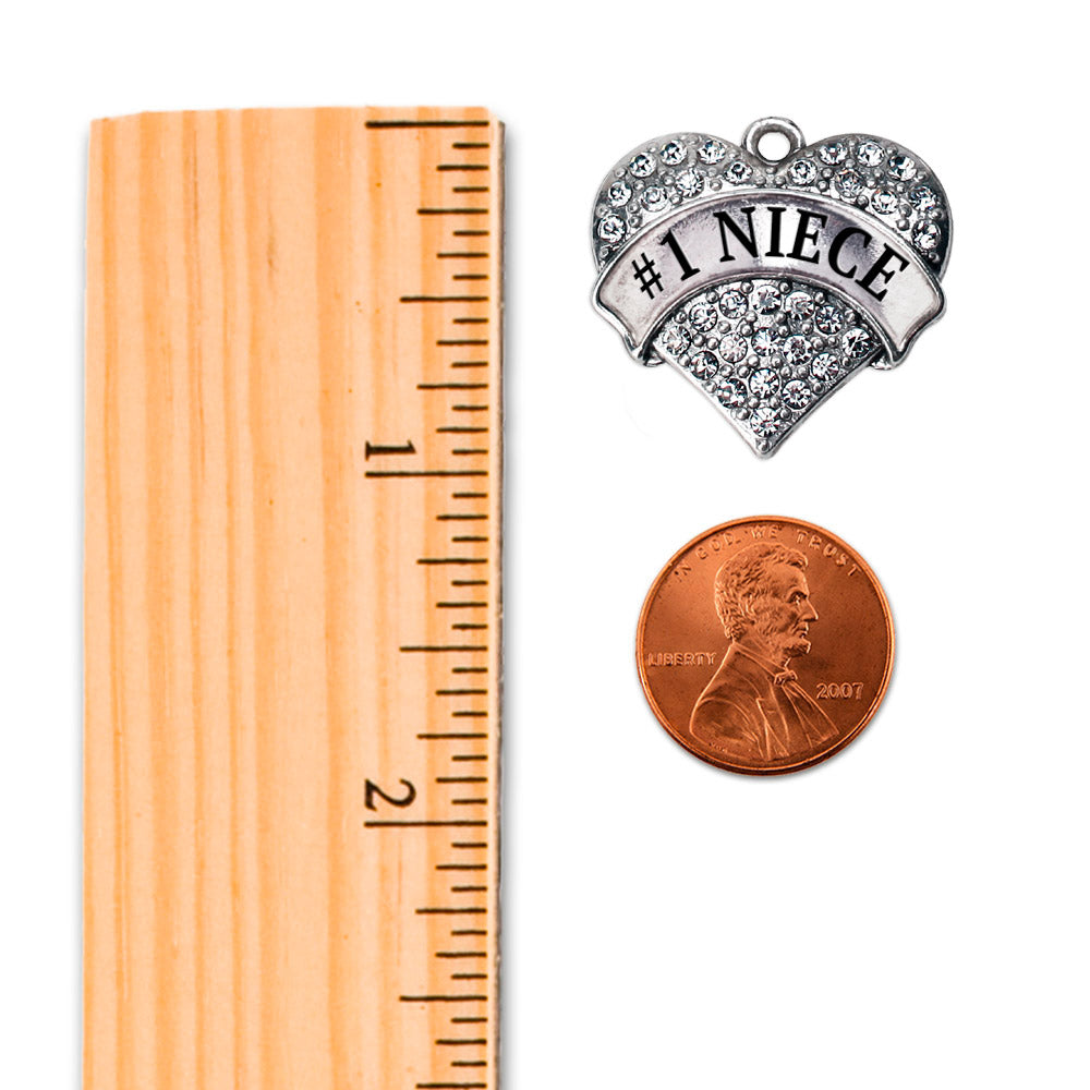 Silver #1 Niece Pave Heart Memory Charm