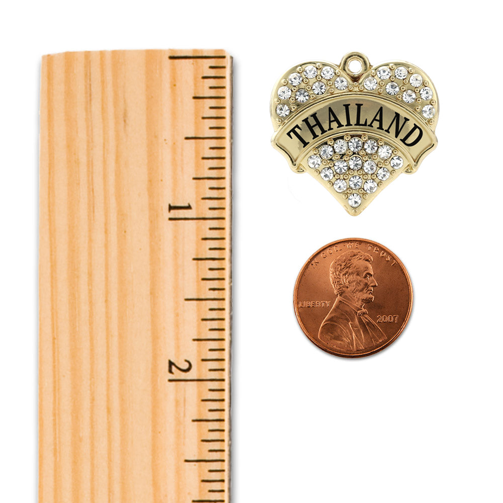 Gold Thailand Pave Heart Memory Charm