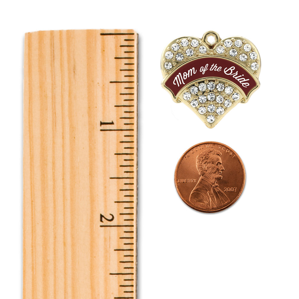 Gold Burgundy Mom of the Bride Pave Heart Memory Charm