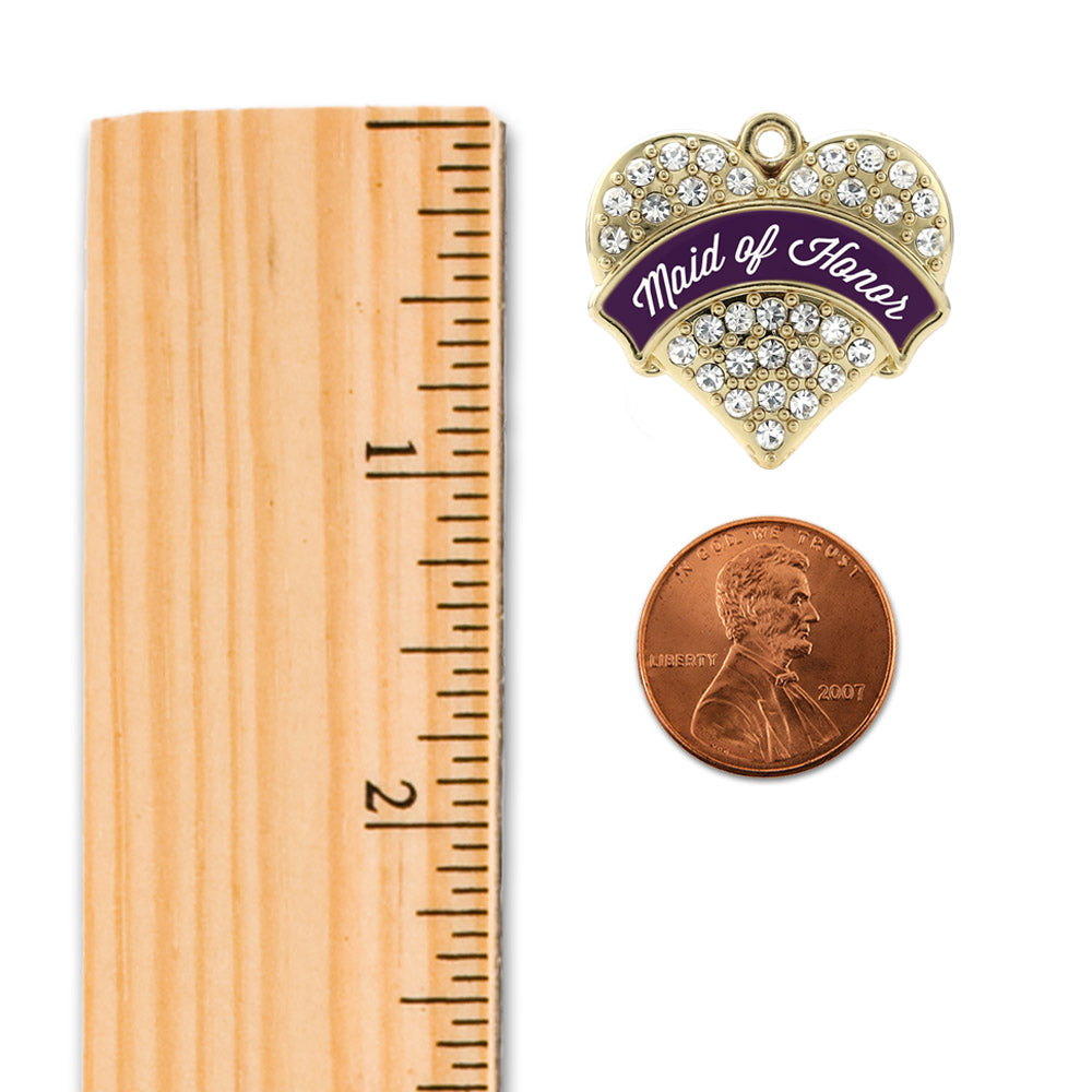 Gold Plum Maid of Honor Pave Heart Memory Charm