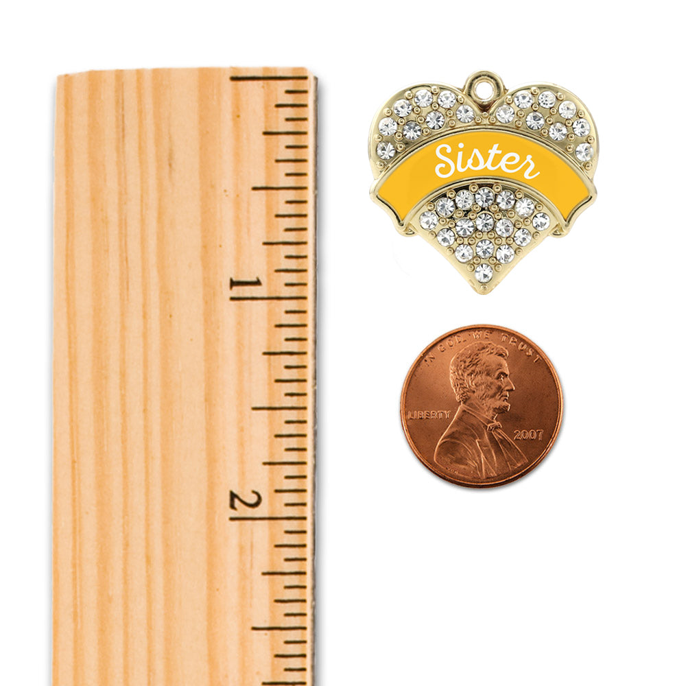 Gold Marigold Sister Pave Heart Memory Charm