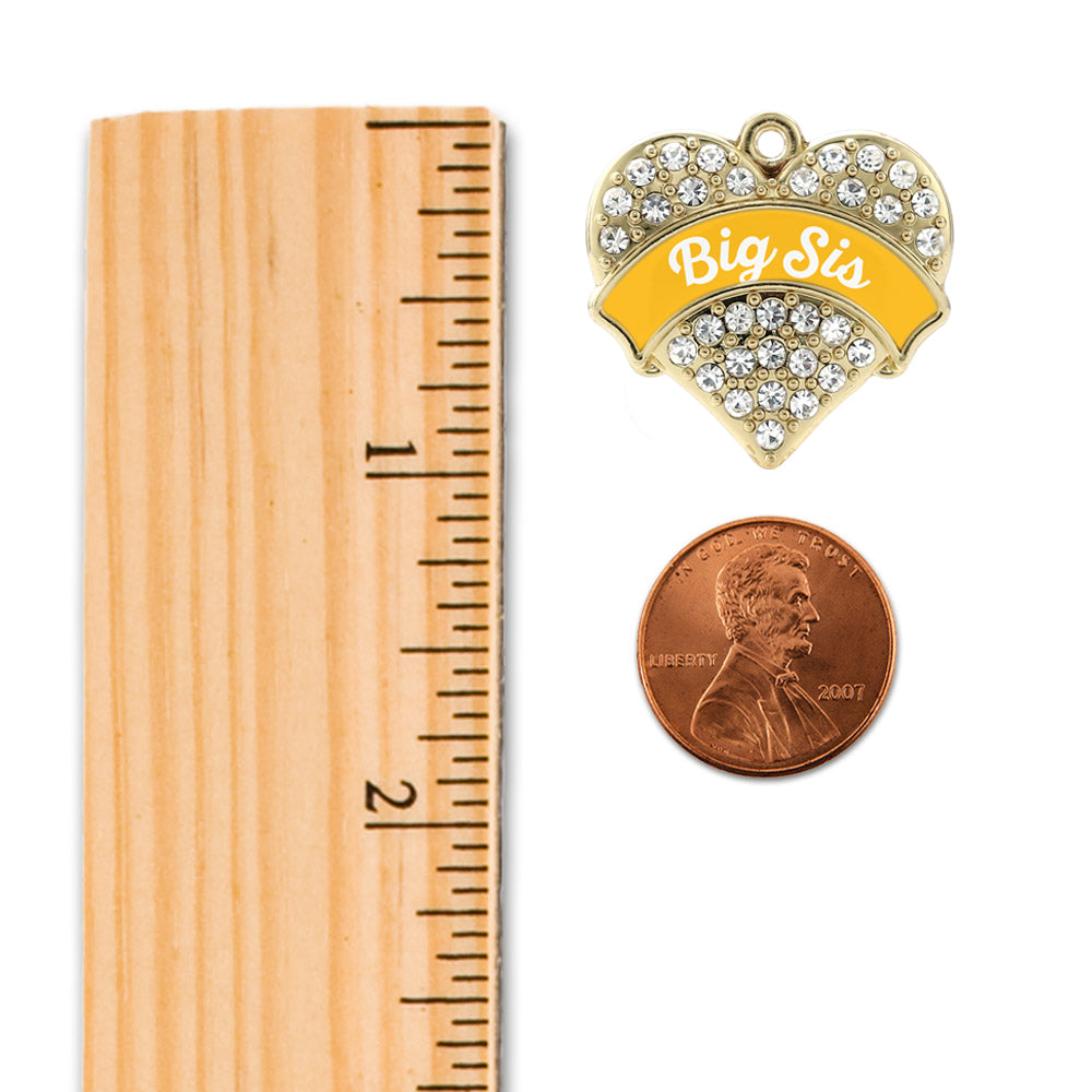 Gold Marigold Big Sister Pave Heart Memory Charm