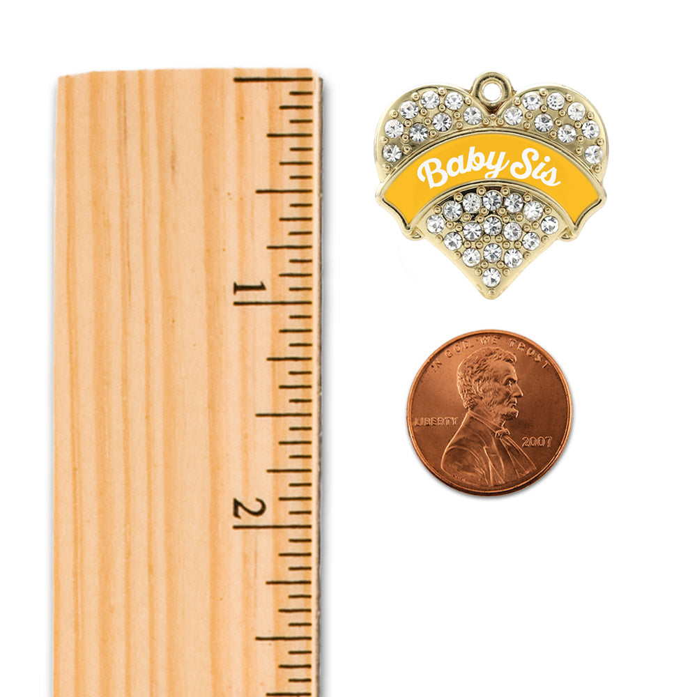 Gold Marigold Baby Sister Pave Heart Memory Charm