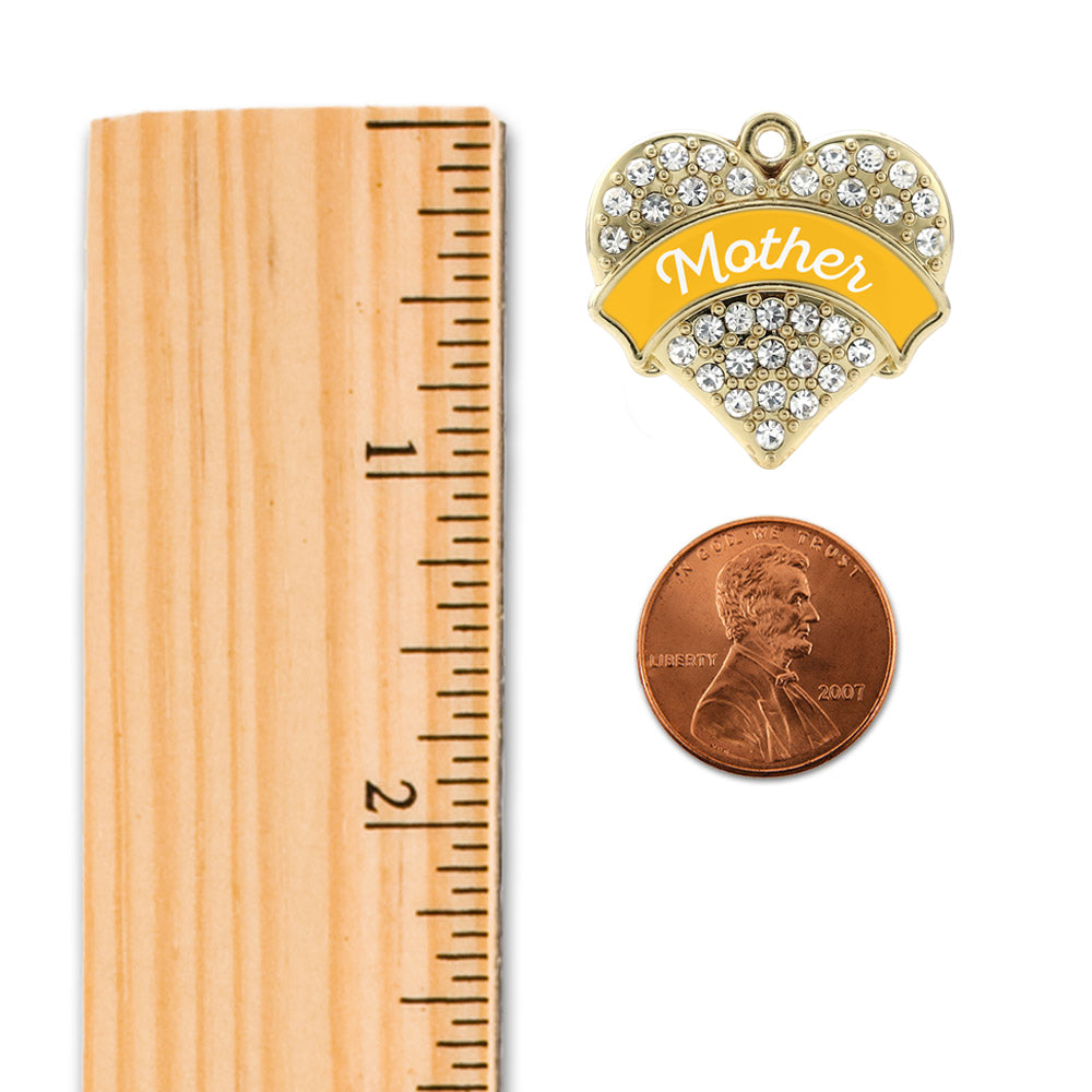Gold Marigold Mother Pave Heart Memory Charm