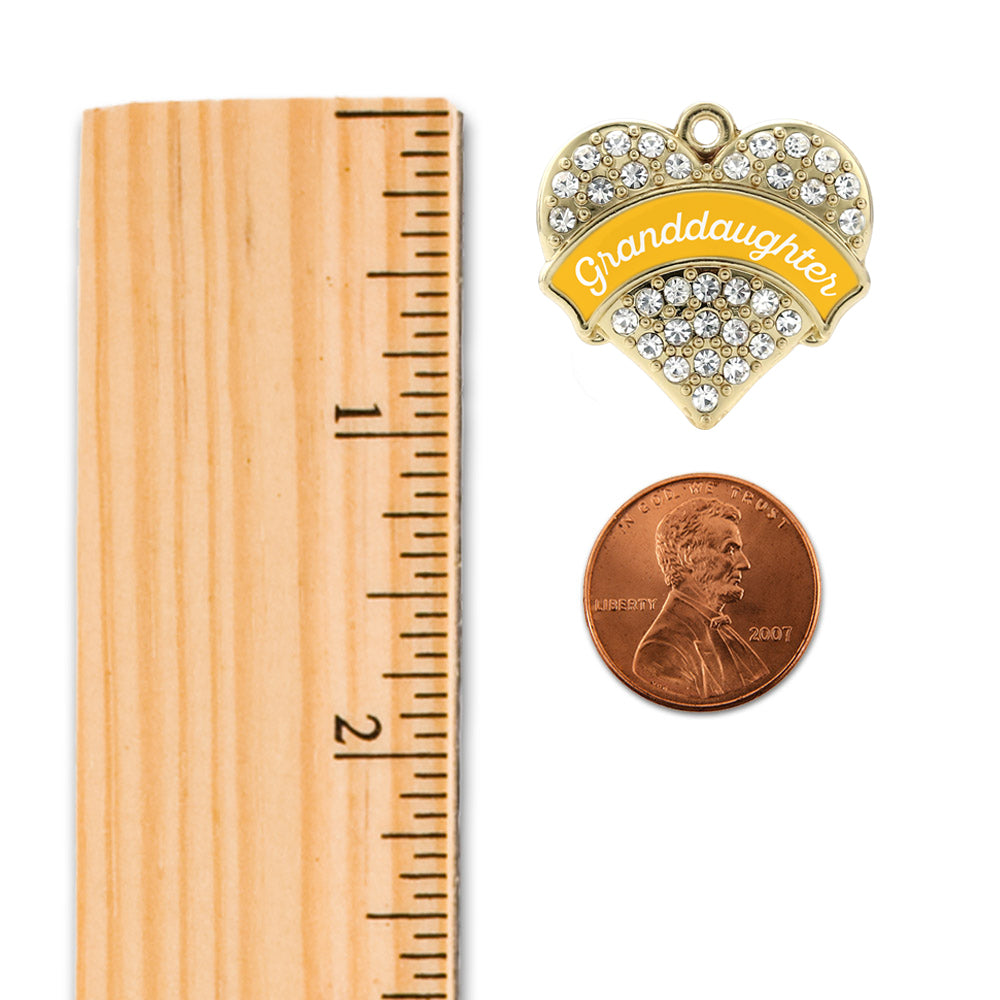 Gold Marigold Granddaughter Pave Heart Memory Charm