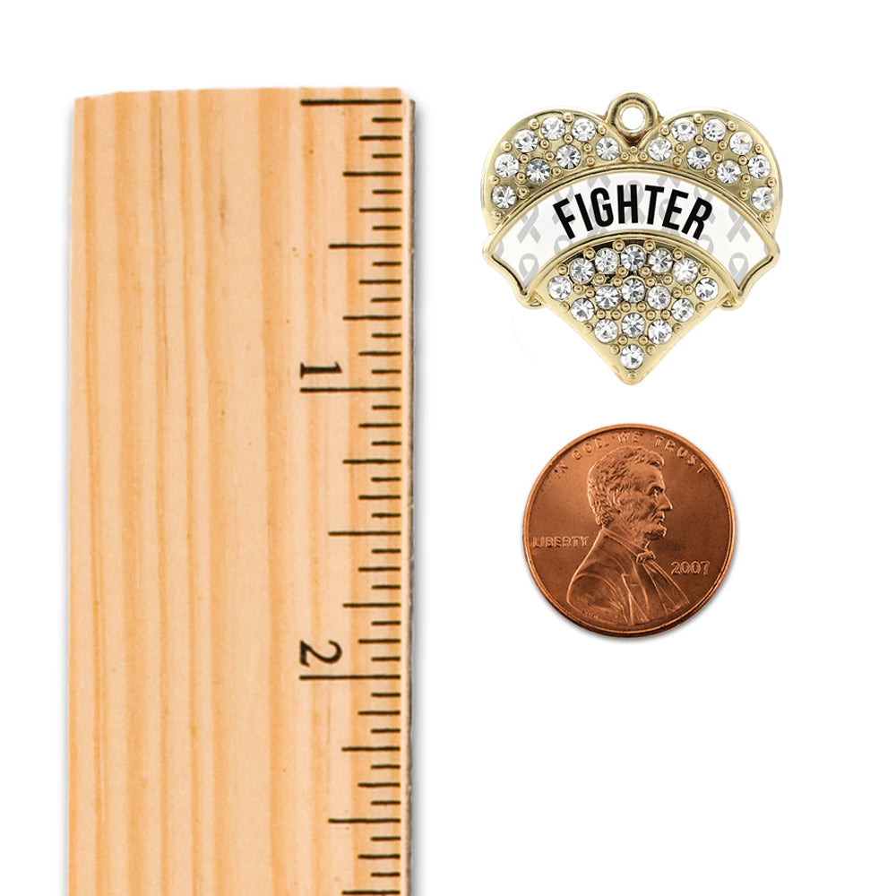 Gold White Fighter Pave Heart Memory Charm