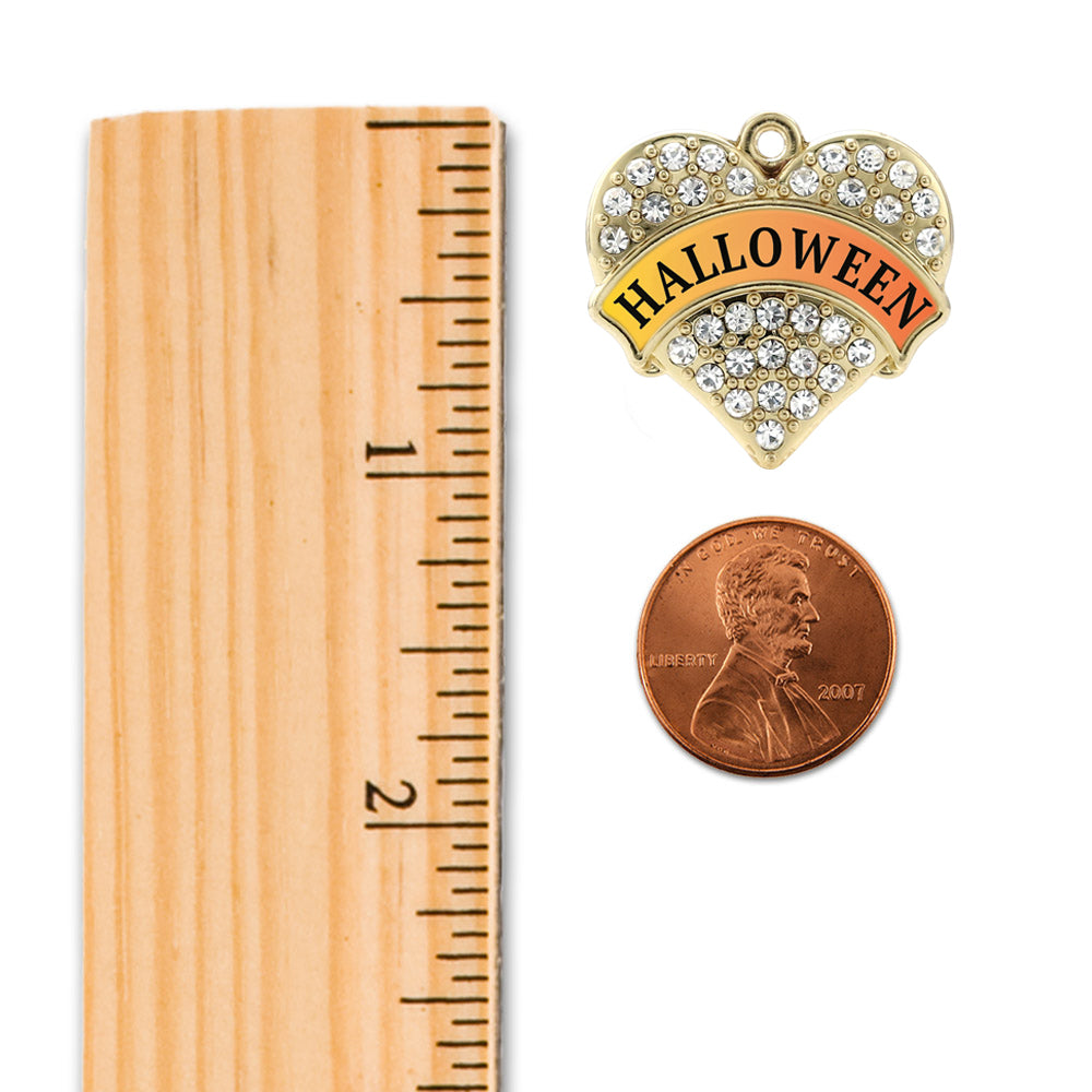 Gold Halloween Pave Heart Memory Charm