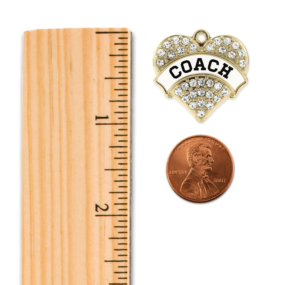 Gold Coach - White and Black Pave Heart Memory Charm