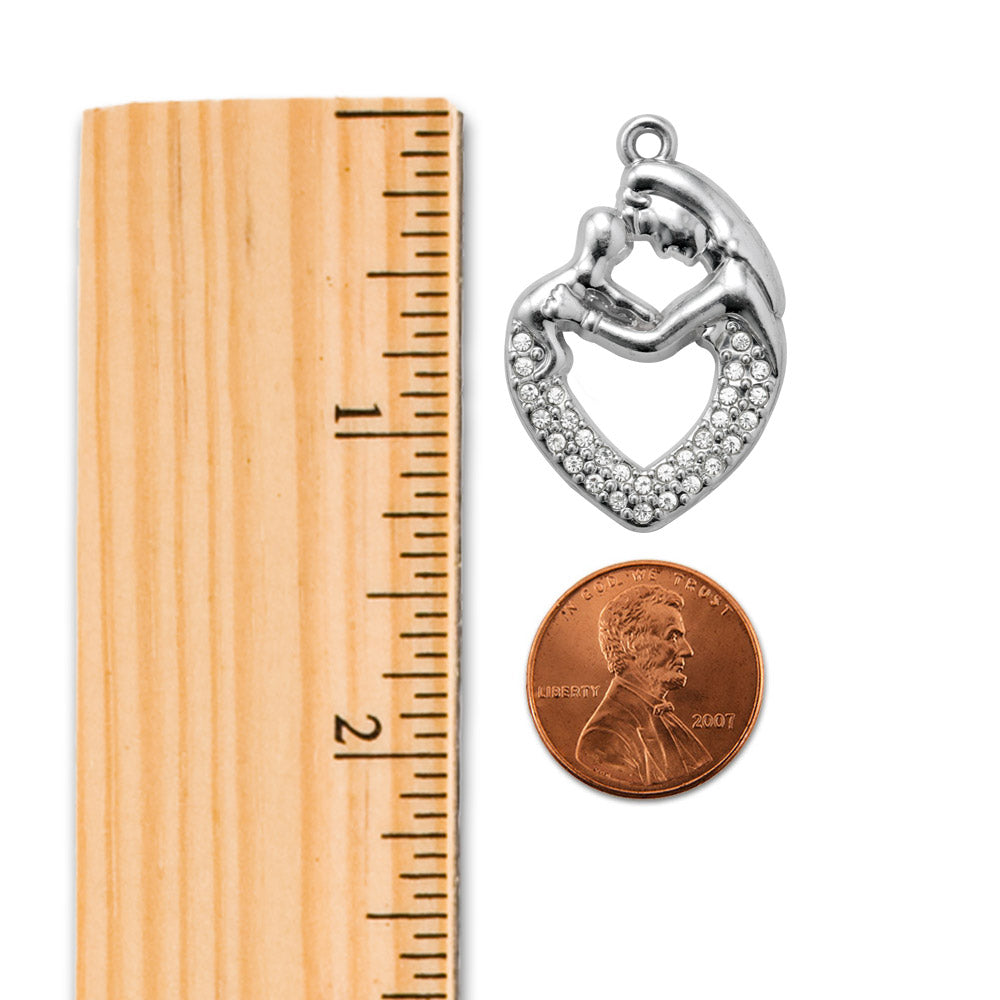 Silver Mother and Child Charm Dangle Earrings