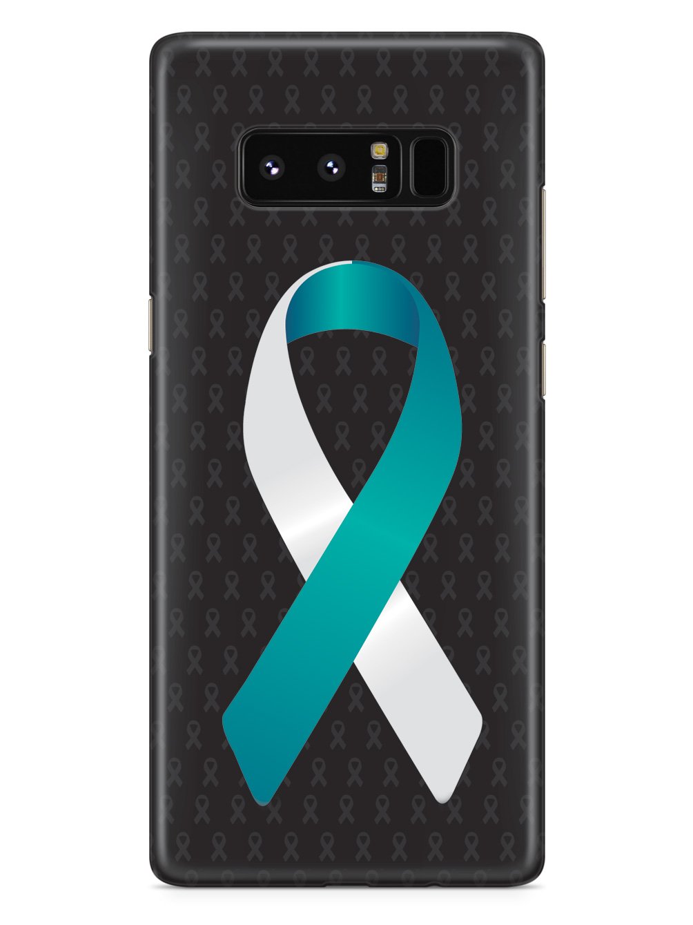 Teal & White Awareness Ribbon - Black Case