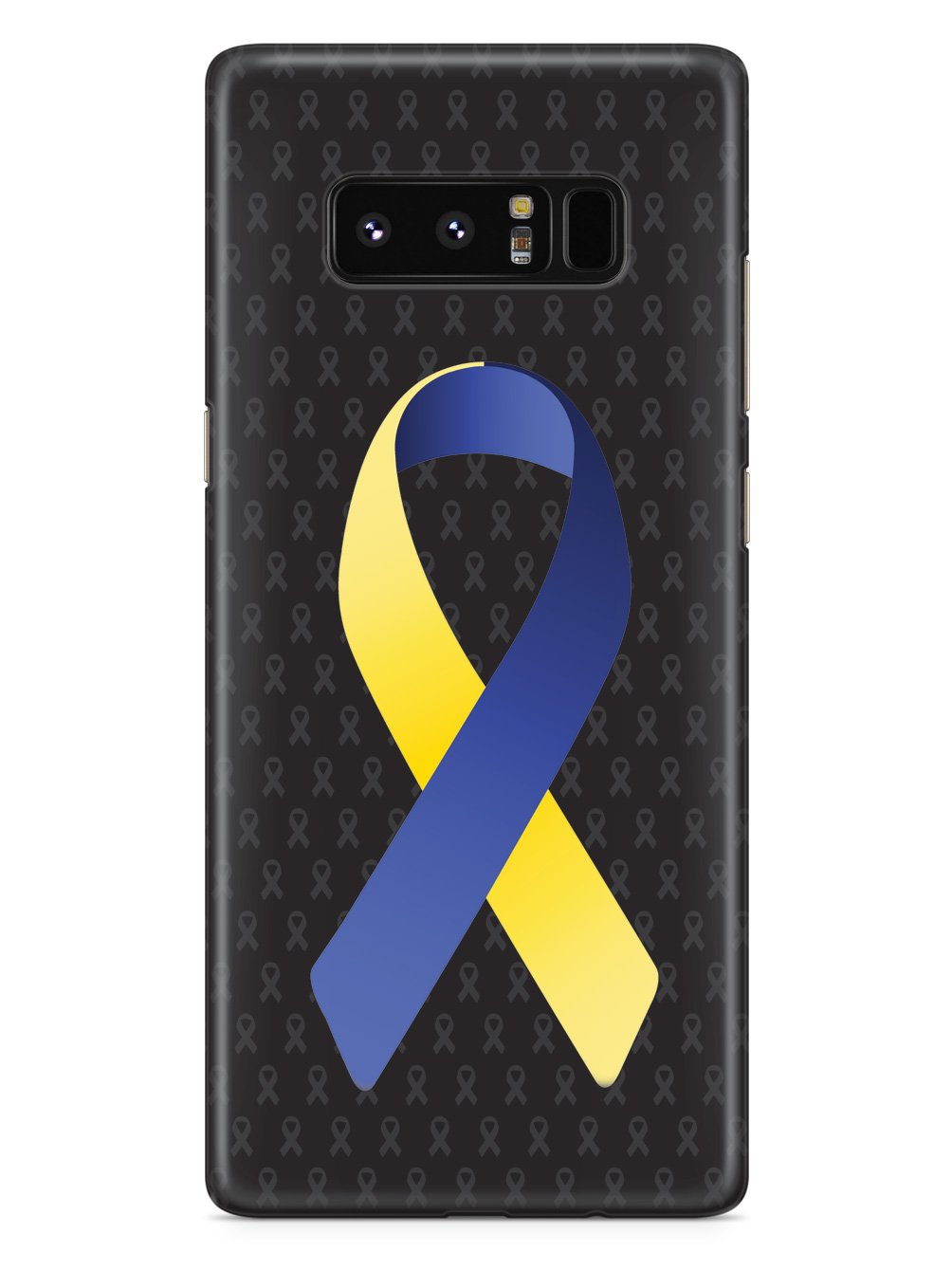 Blue and Yellow Awareness Ribbon - Black Case