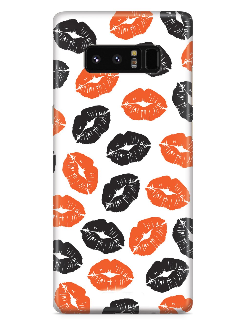 Lip Print Pattern - Black & Orange Case