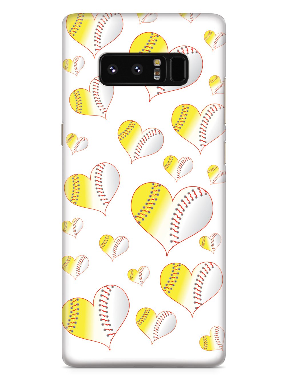 Baseball Softball Combo Hearts Pattern - White Case