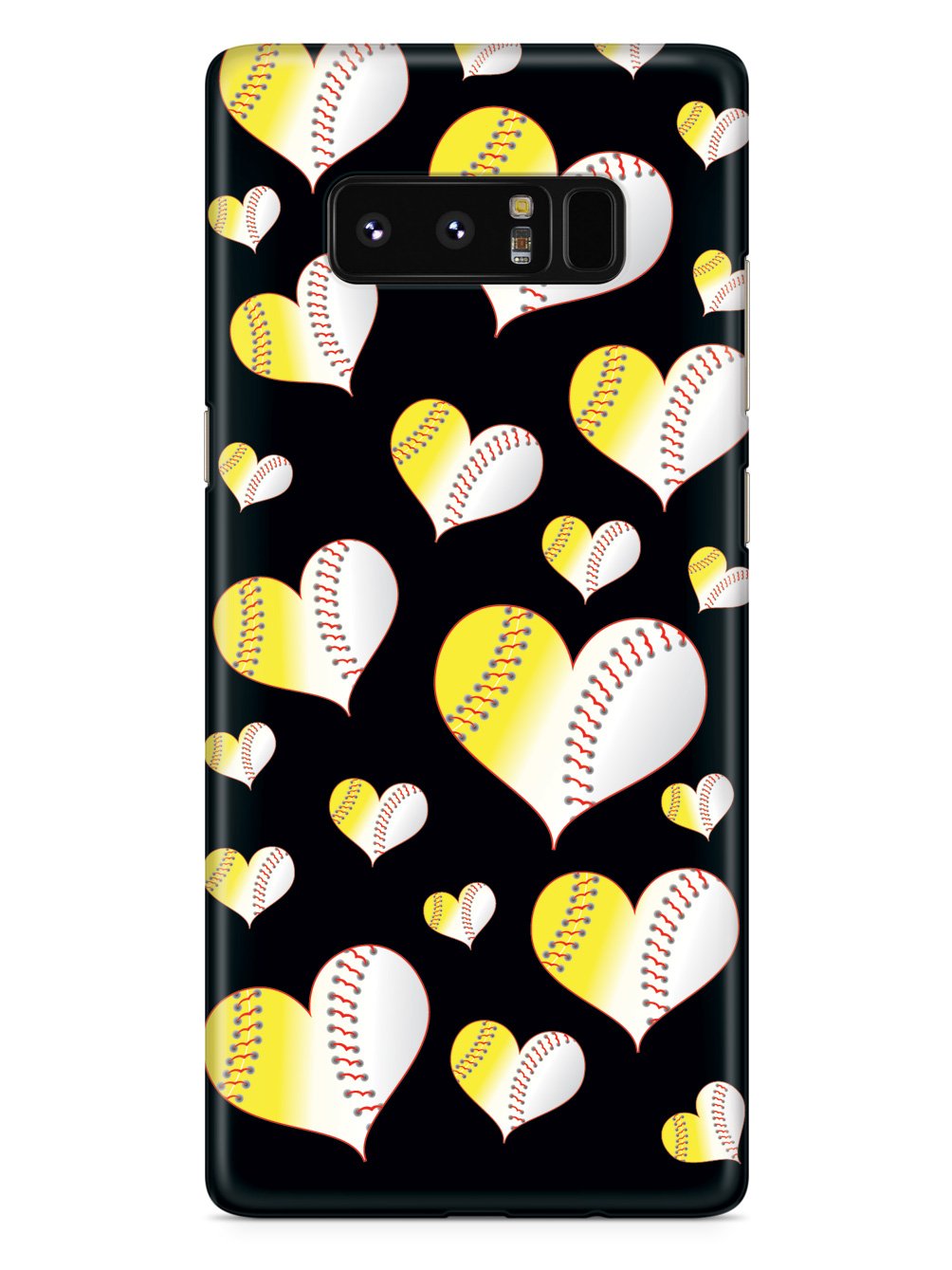 Baseball Softball Combo Hearts Pattern - Black Case