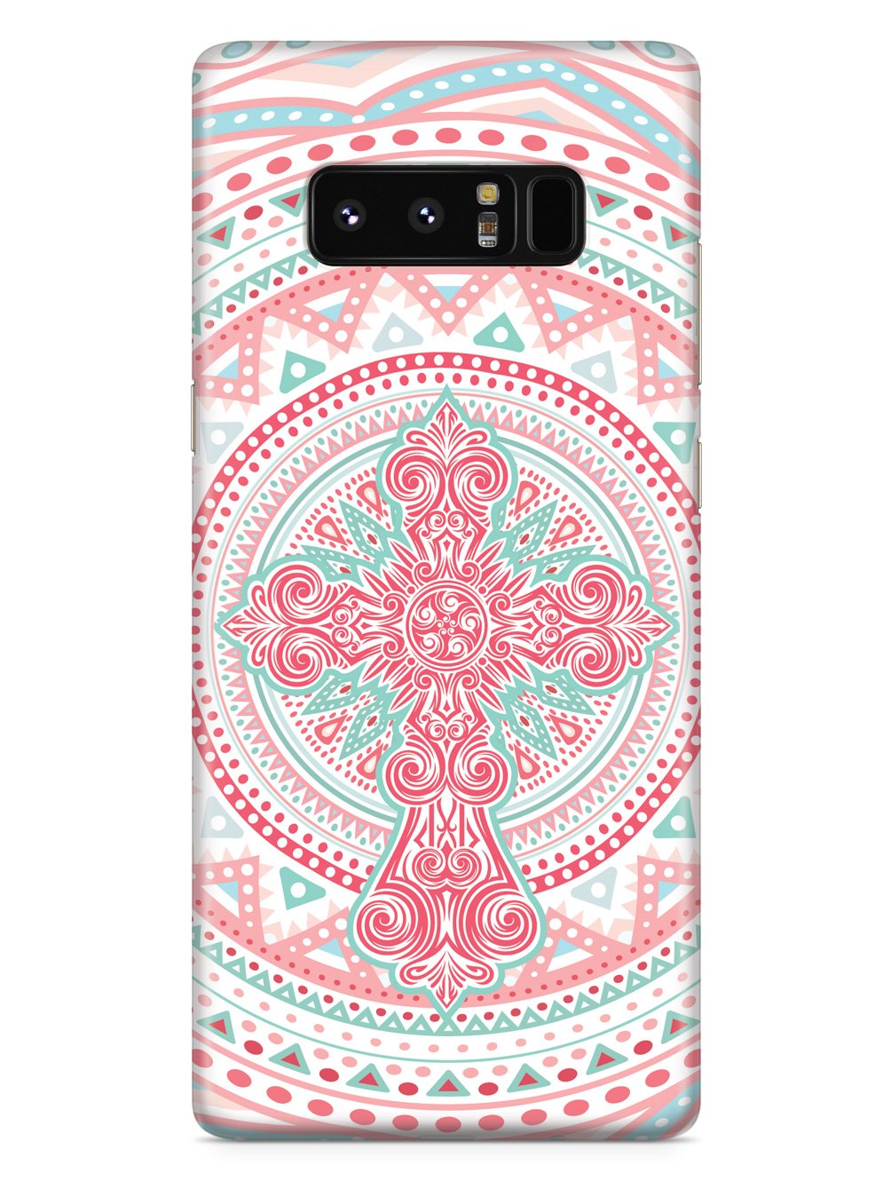 Ornate Cross - Coral and Mint Case