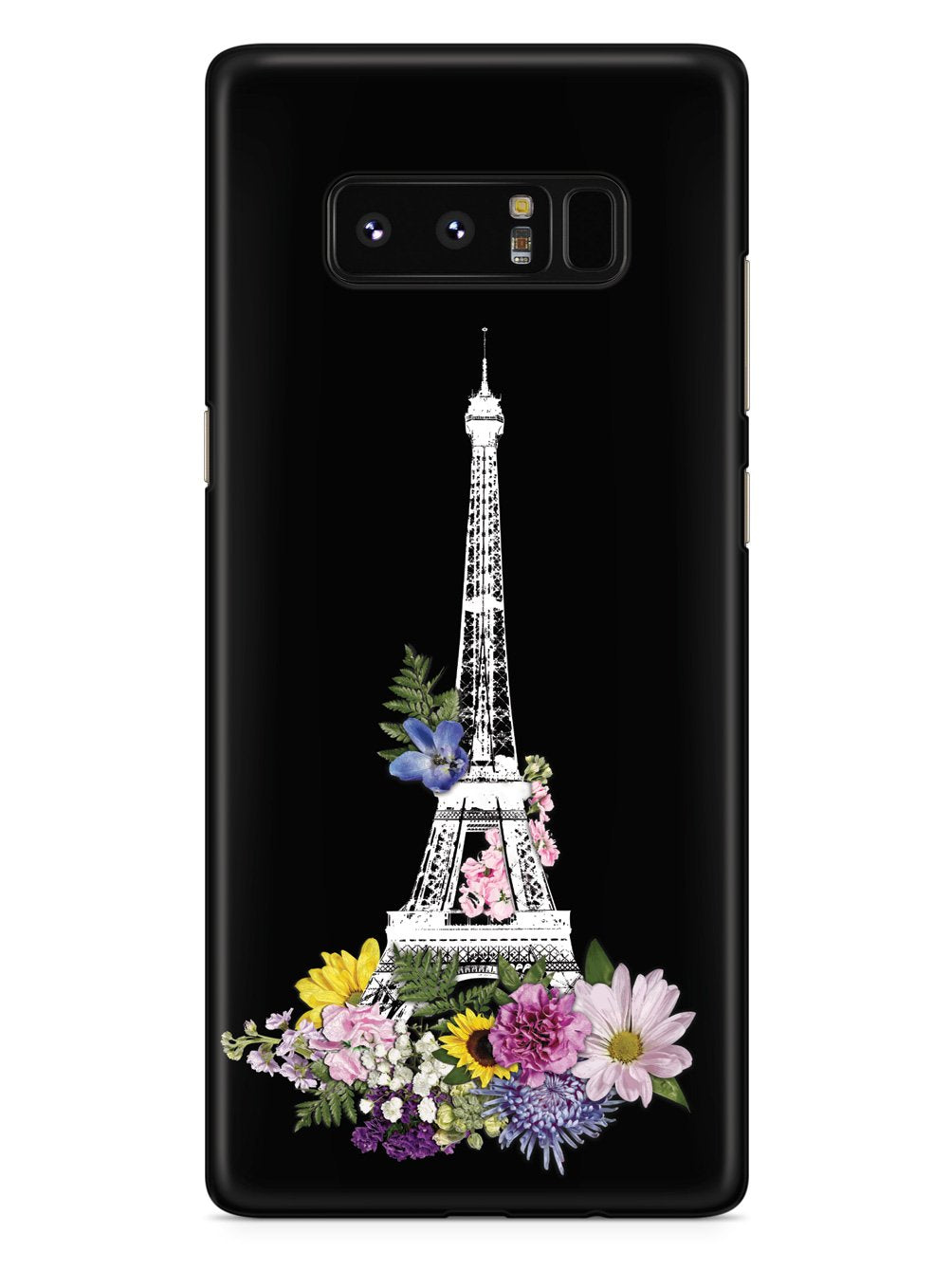 Eiffel Tower Drawing and Flowers - Black Case