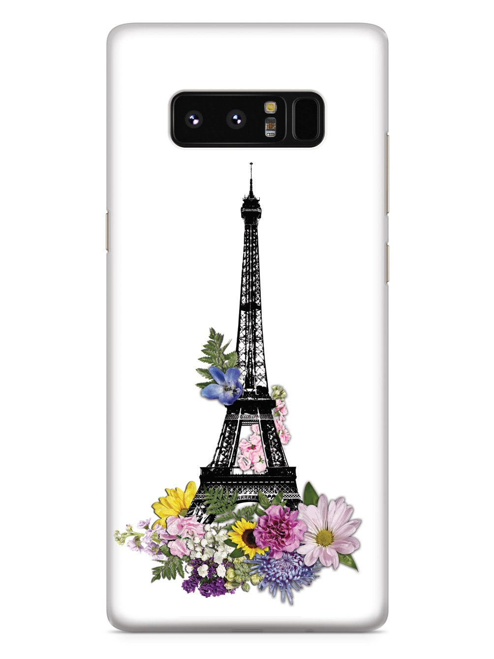 Eiffel Tower Drawing and Flowers - White Case