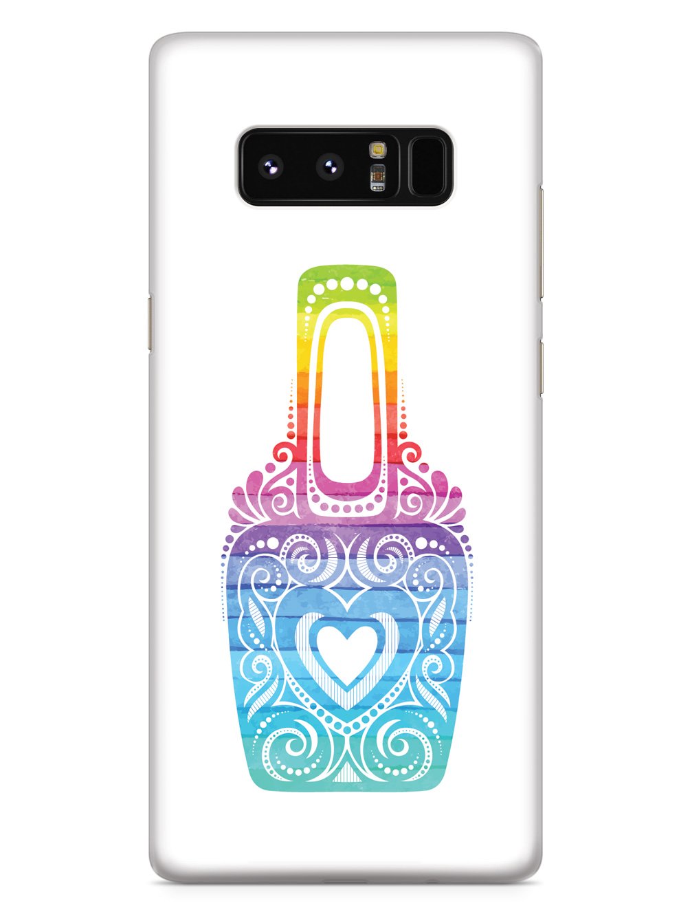 Fancy Nail Polish Bottle - Rainbow Watercolor - White Case