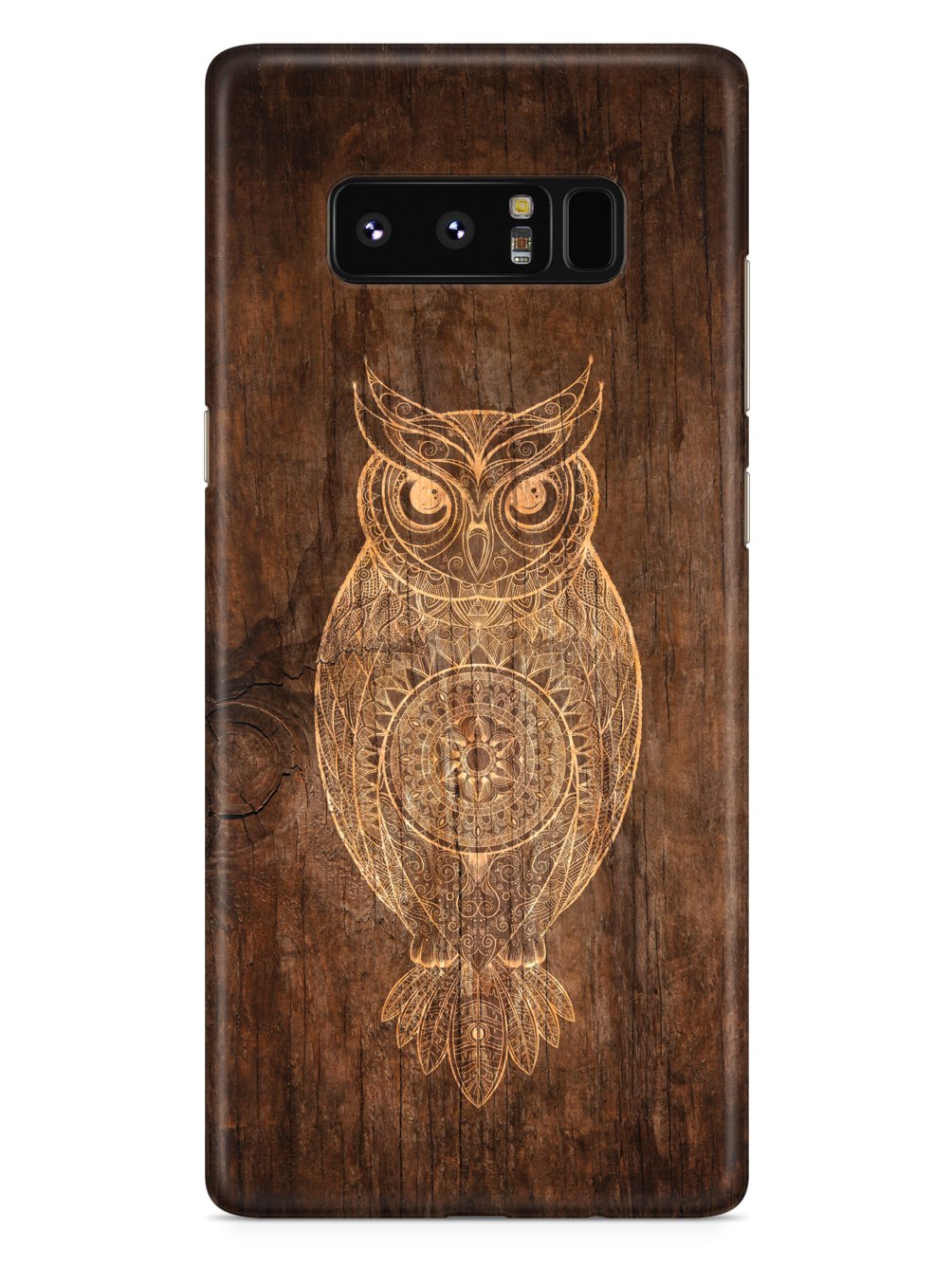 Faux Wooden Mandala Owl - Black Case