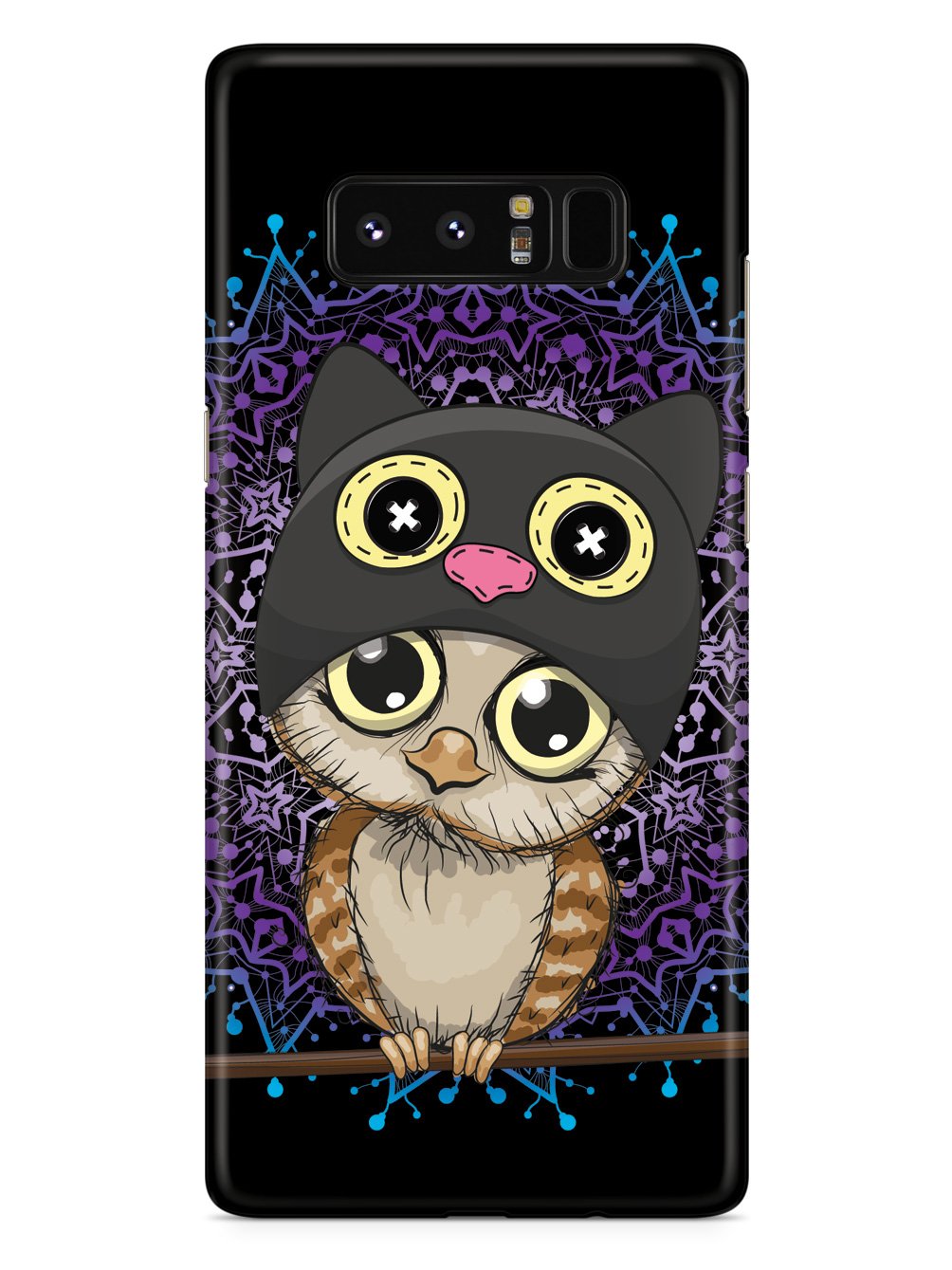 Cute Kitten-Owl Doodle - Black Case