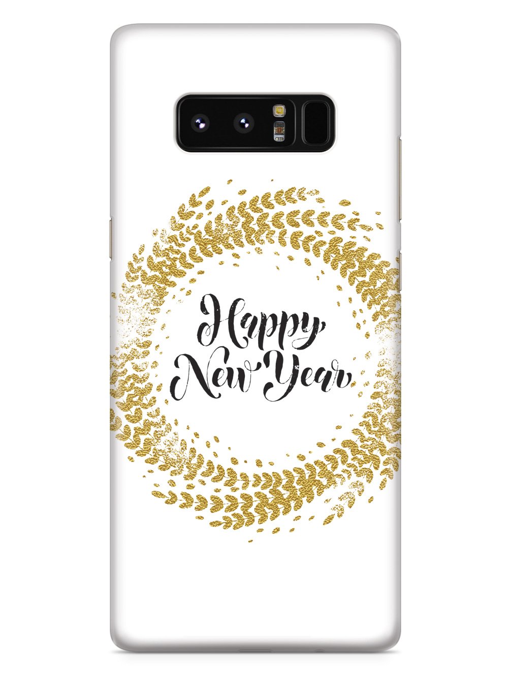 Happy New Year - Gold Leaf Circle - White Case