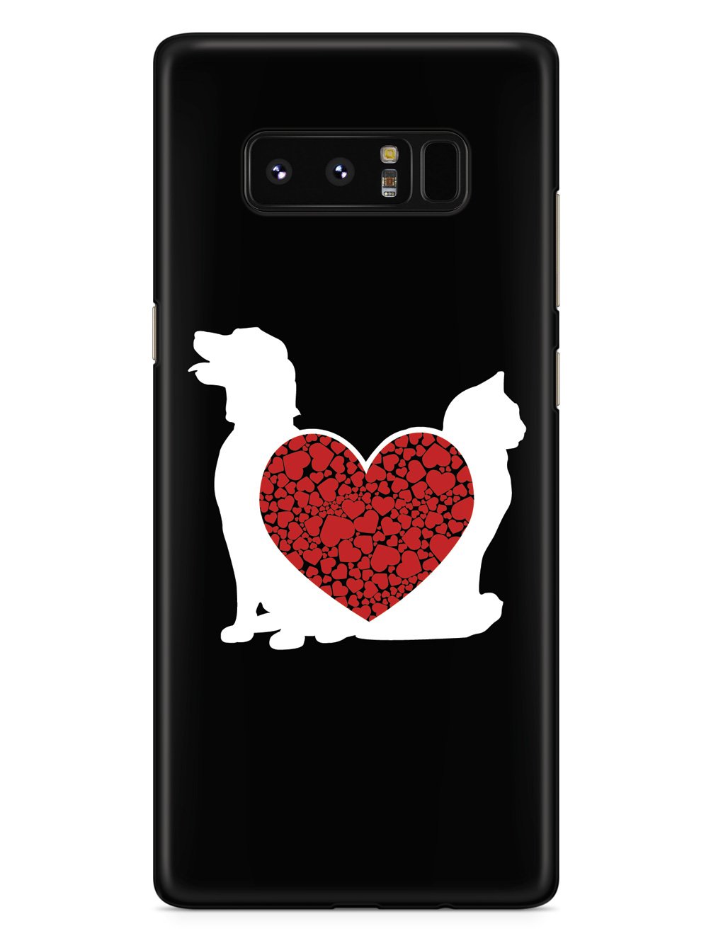 Cat & Dog - Red Heart - Black Case