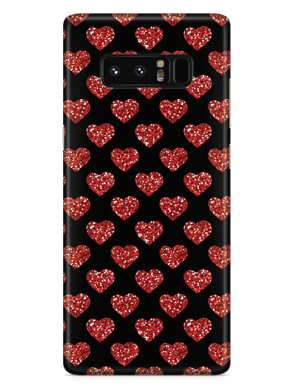 Red Glitter Heart Pattern - Black Case