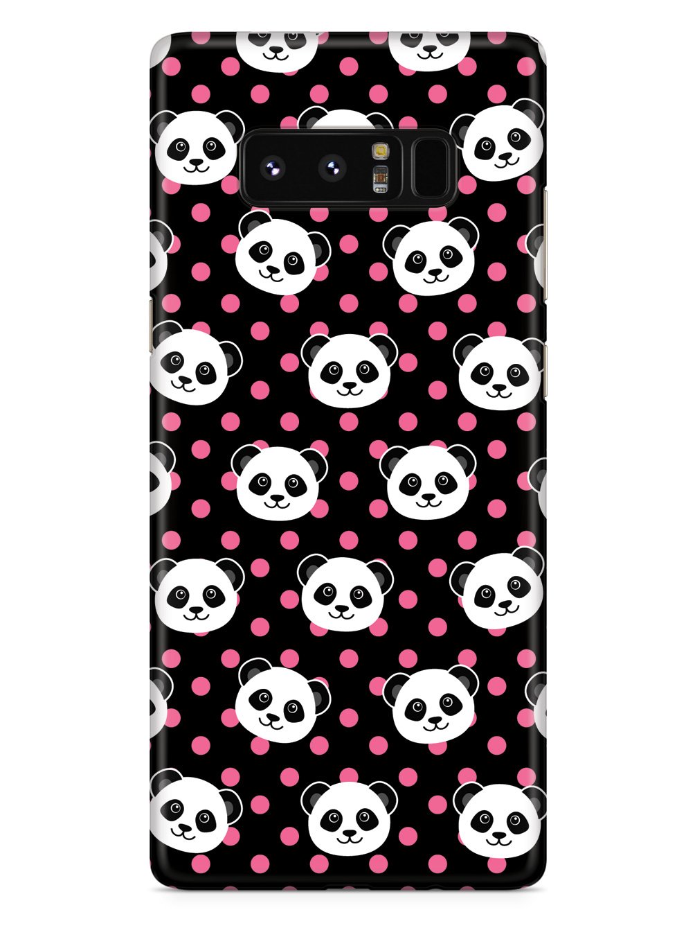 Cute Panda Pattern - Pink Polka Dots - Black Case