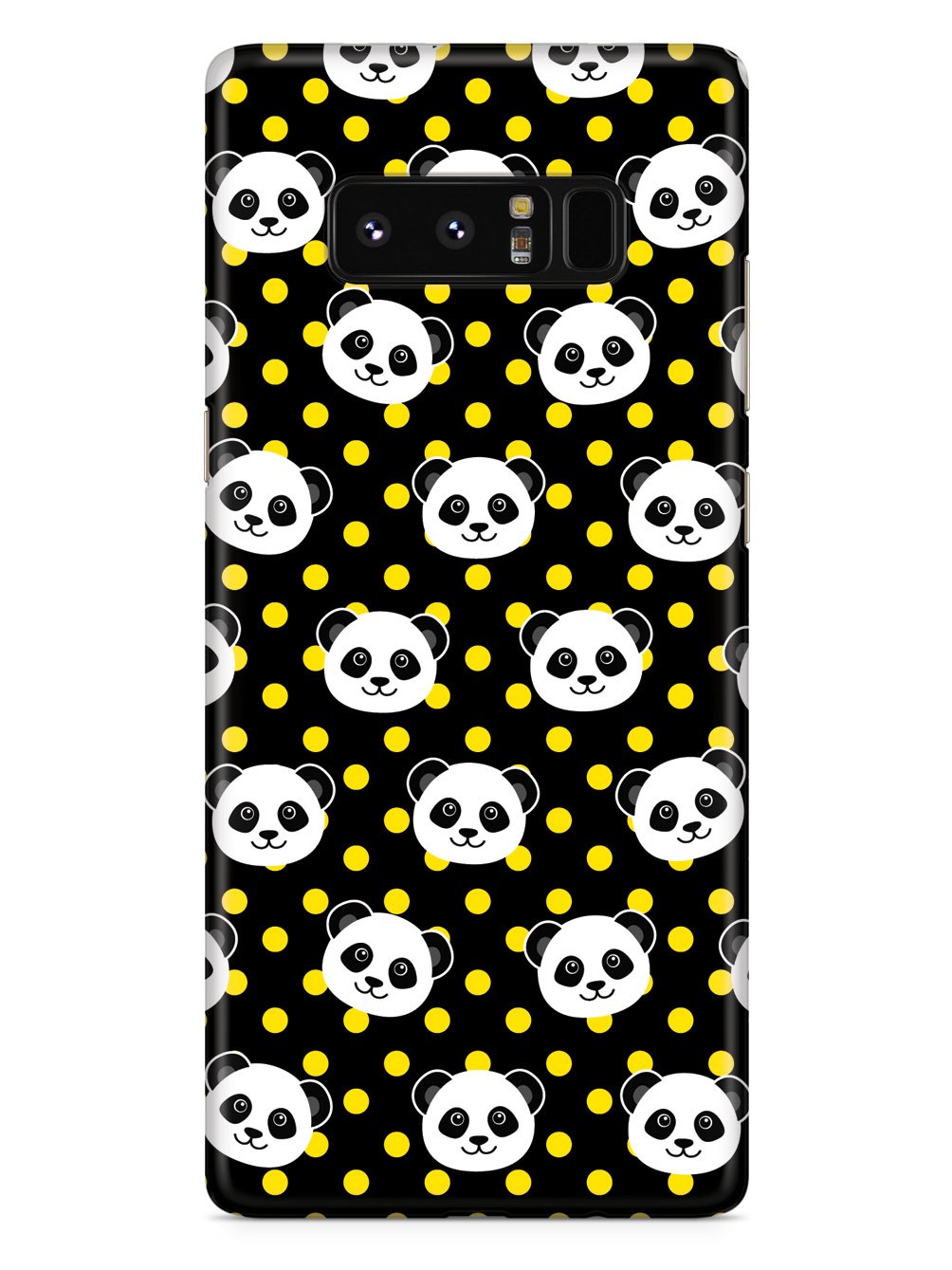 Cute Panda Pattern - Yellow Polka Dots - Black Case