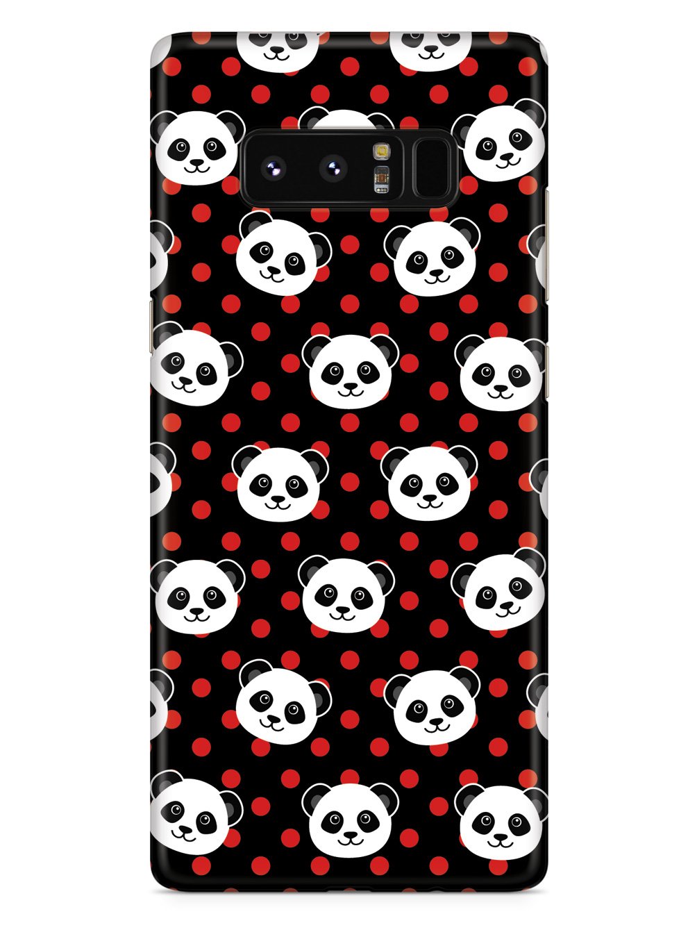 Cute Panda Pattern - Red Polka Dots - Black Case