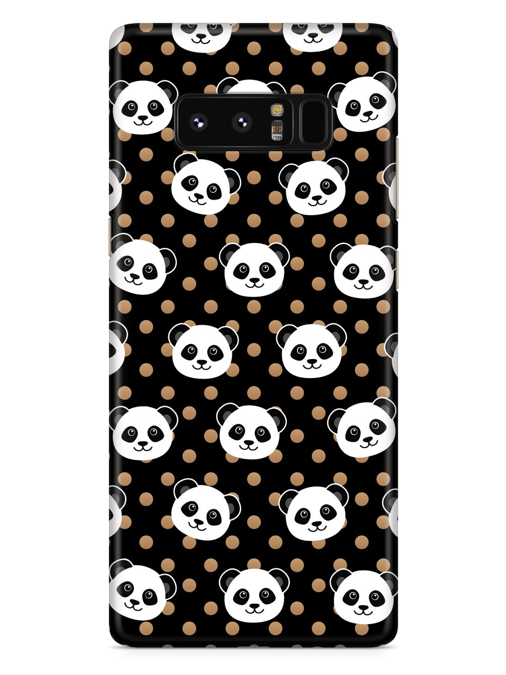 Cute Panda Pattern - Brown Polka Dots - Black Case