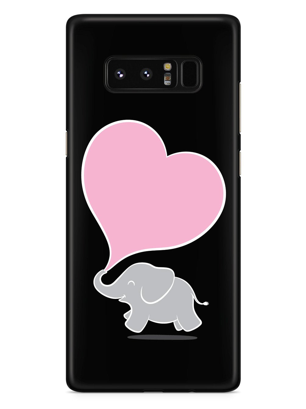 Cute Elephant - Pink Heart - Black Case