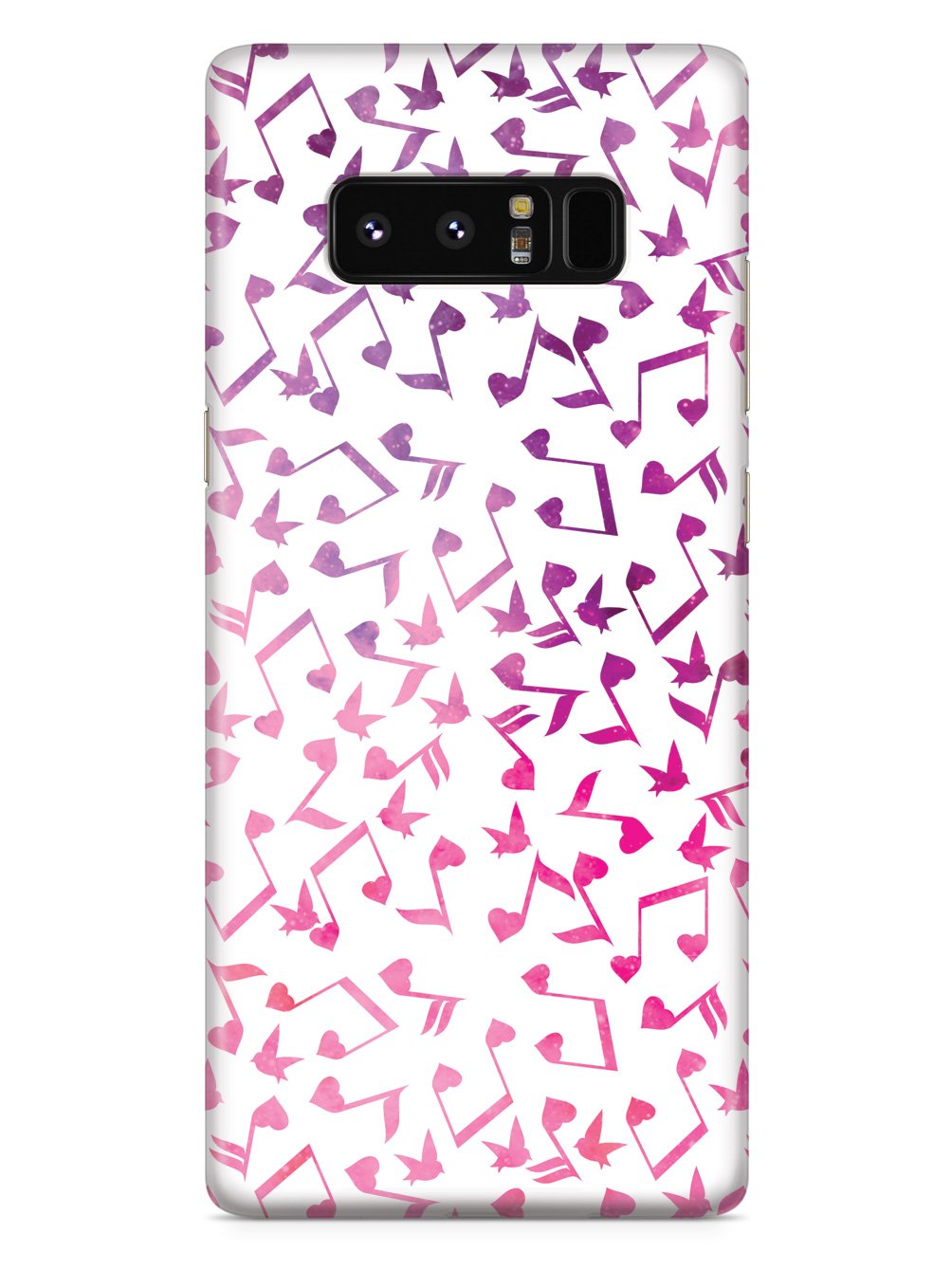 Heart Music Notes Pattern - Pink Watercolor - White Case