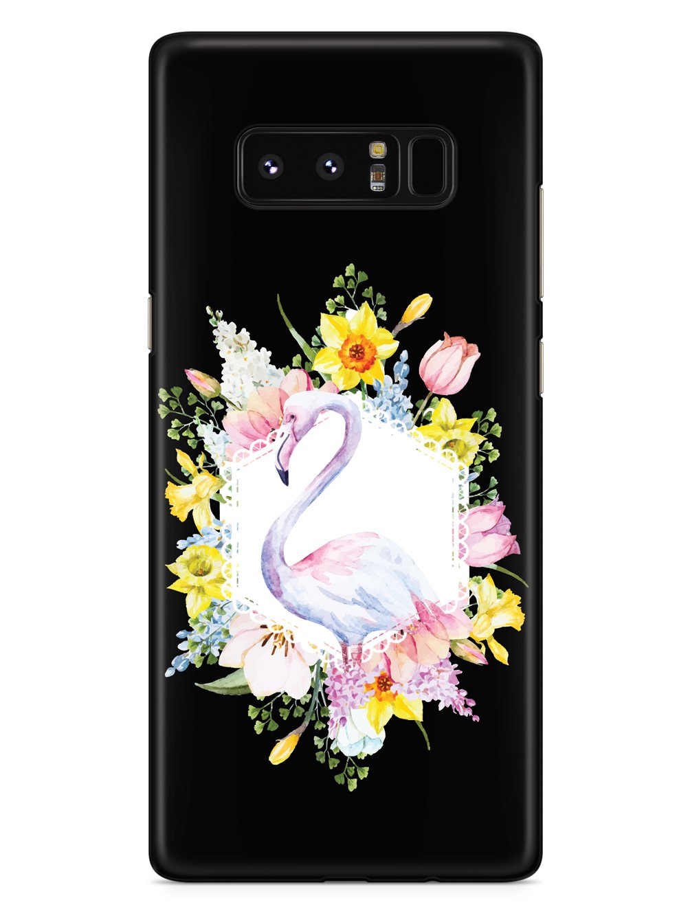 Flamingo Spring Flowers - Black Case