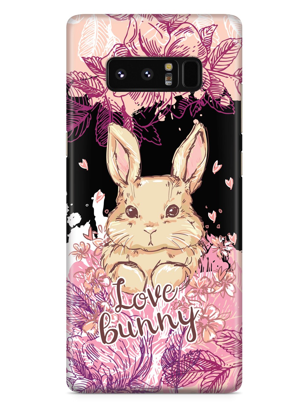 Adorable Floral Love Bunny - Black Case