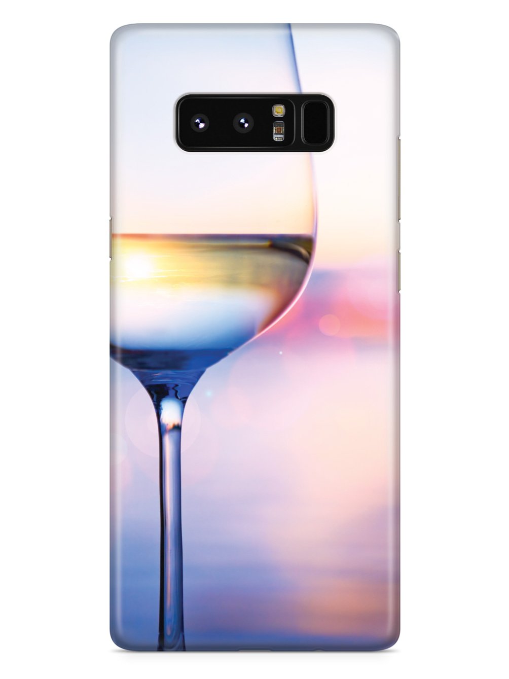 White Wine In Glass - Summer Sunset Background - White Case