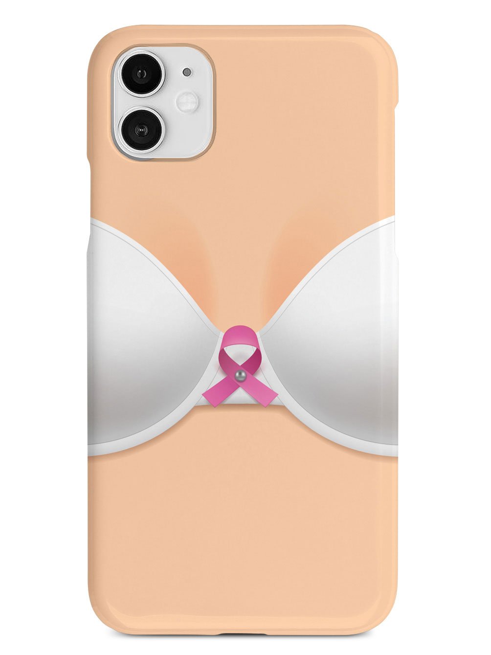 White Bra with Pink Ribbon - Breast Cancer Awareness Case