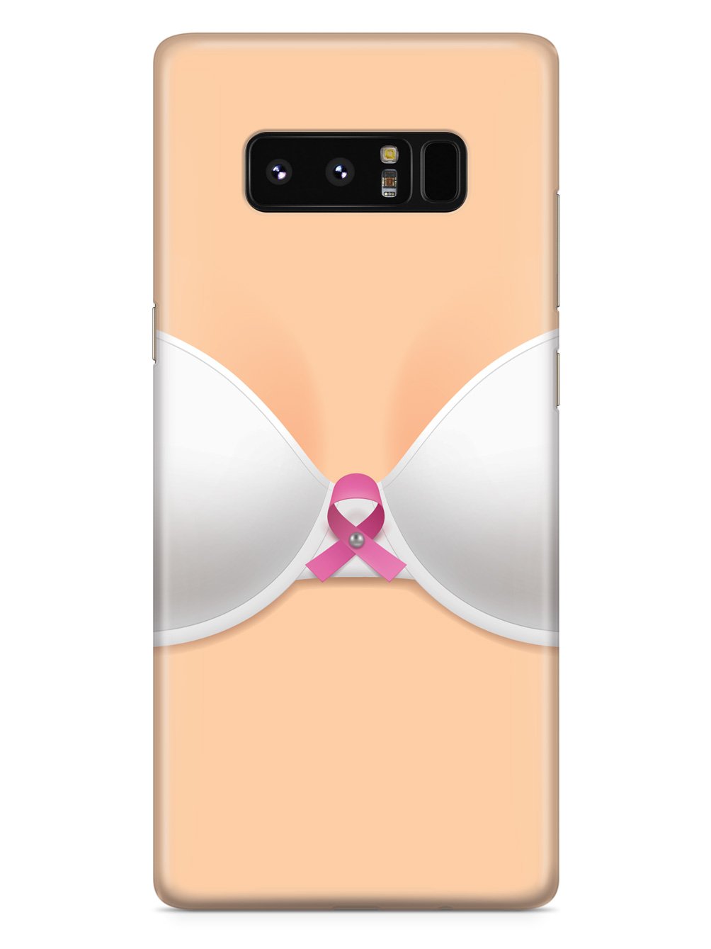 White Bra with Pink Ribbon - Breast Cancer Awareness Case
