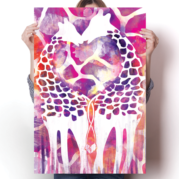 Giraffe Love Poster