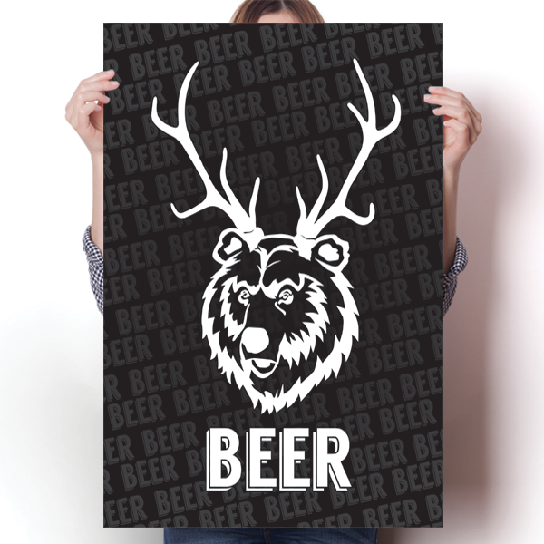 Bear + Deer = Beer Poster