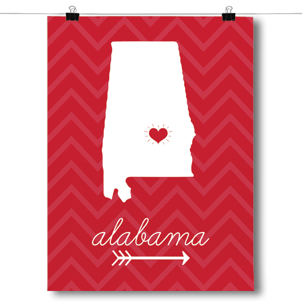 Alabama State Chevron Pattern Poster