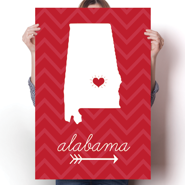 Alabama State Chevron Pattern Poster