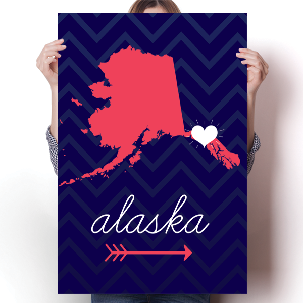Alaska State Chevron Pattern Poster