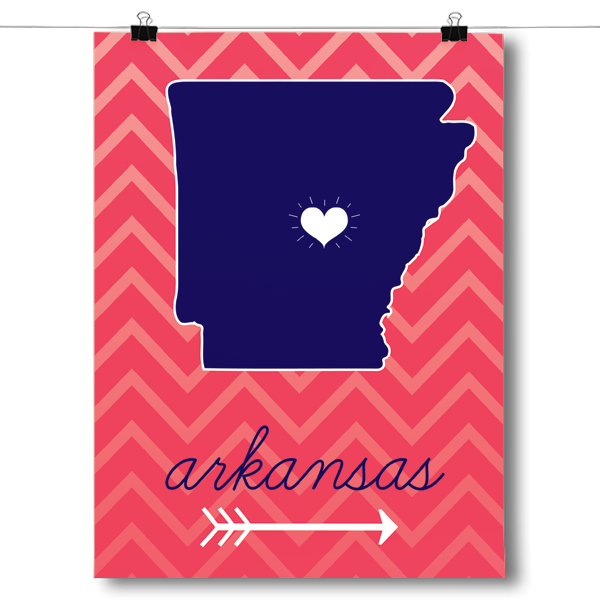 Arkansas State Chevron Pattern Poster