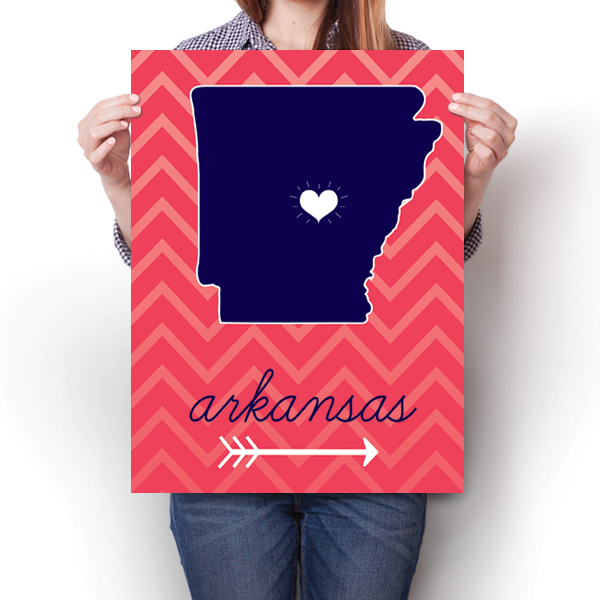 Arkansas State Chevron Pattern Poster