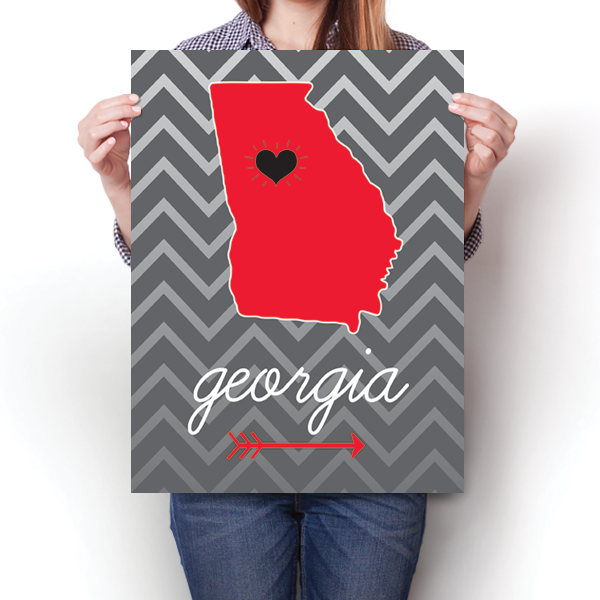 Georgia State Chevron Pattern Poster