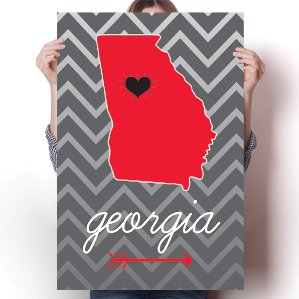 Georgia State Chevron Pattern Poster