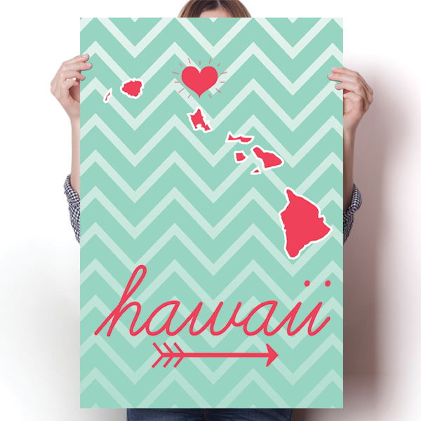 Hawaii State Chevron Pattern Poster